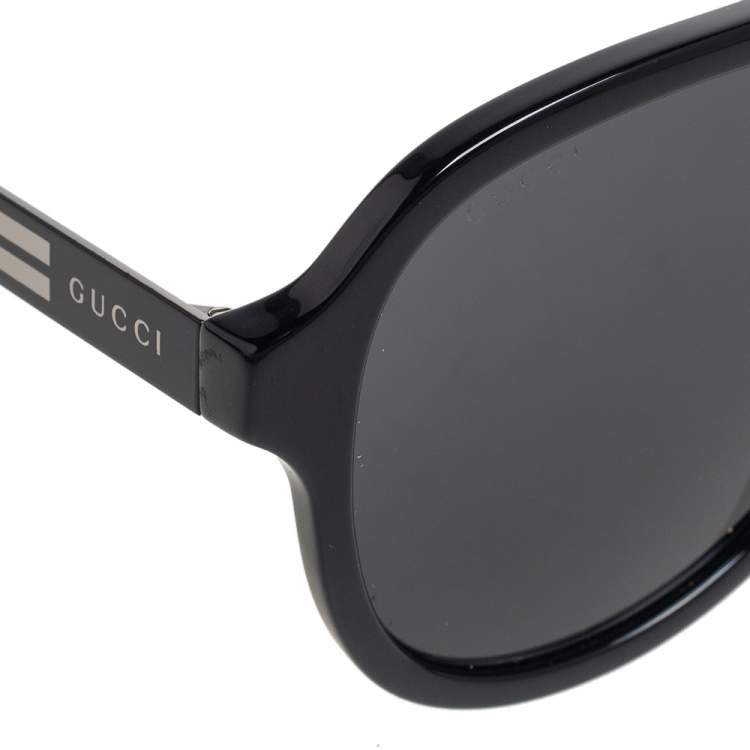 Pre Owned Gucci Black Acetate GG0688S Aviator Sunglasses
