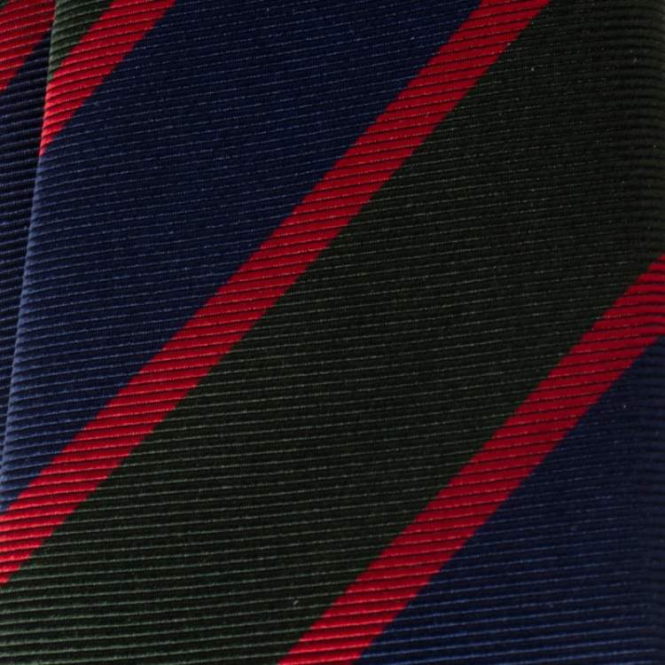 Pre Owned Gucci Multicolored Striped Silk Skinny Tie