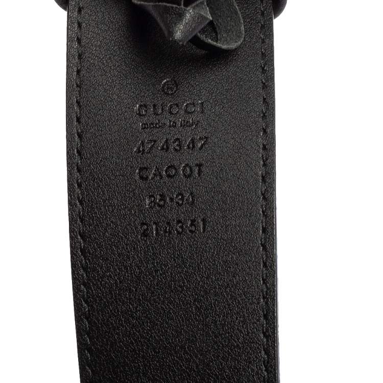 Pre Owned Gucci Black Leather GG Slim Waist Belt 85 CM