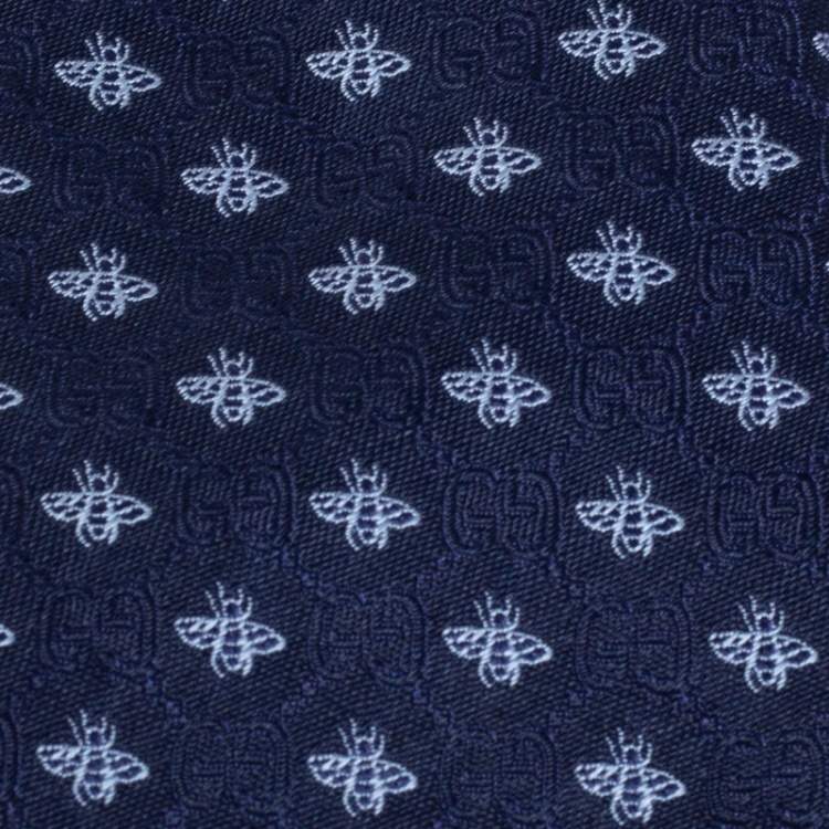 Pre Owned Gucci Navy Blue Superbee Skinny Silk Tie