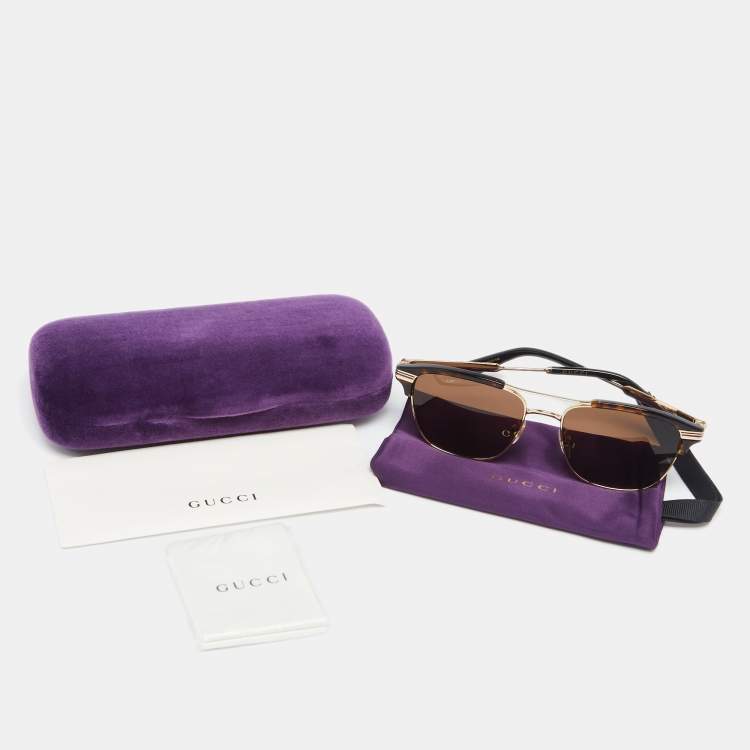 Pre Owned Gucci Brown Havana / Brown GG0241S Square Sunglasses