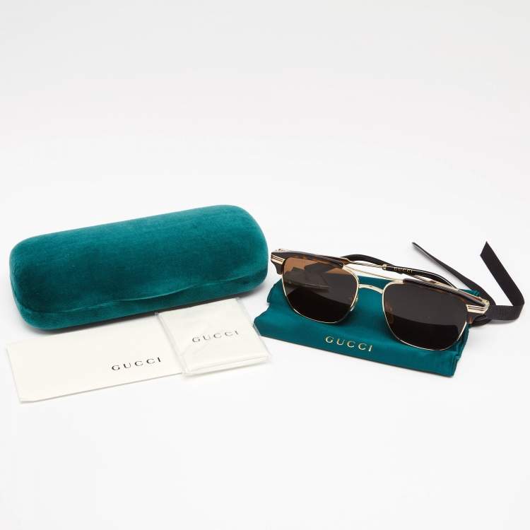 Pre Owned Gucci Brown Havana / Brown GG0241S Square Sunglasses