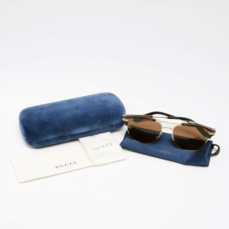 Pre Owned Gucci Brown Havana / Brown GG0241S Square Sunglasses