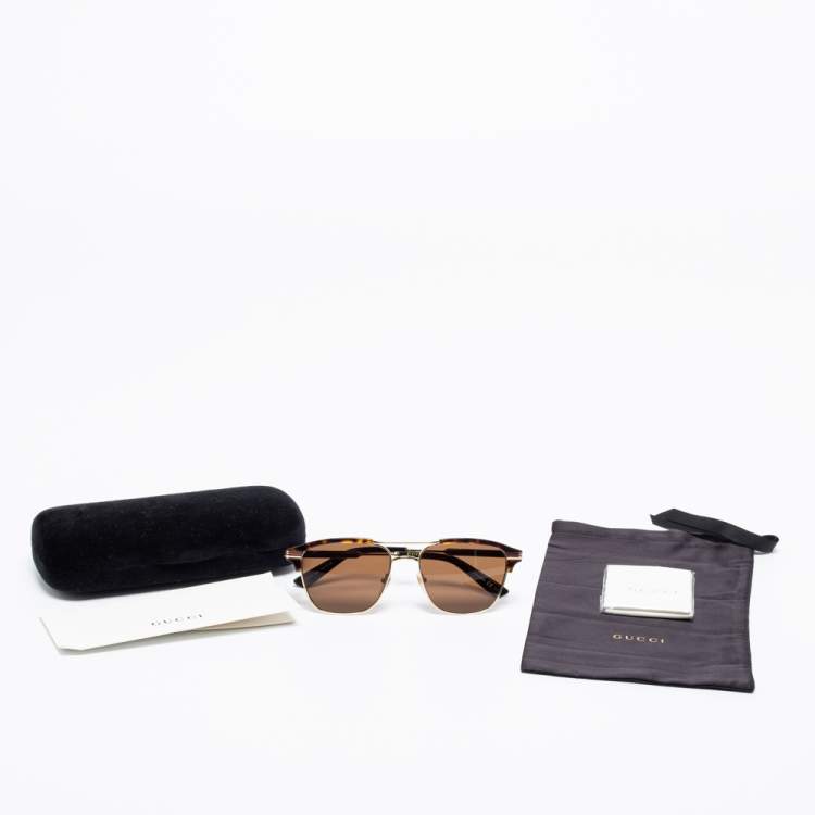 مملوكة مسبقًا Gucci Black/Turquoise Brown GG0241S Aviator Sunglasses