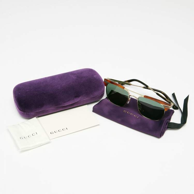 Pre Owned Gucci Brown Havana GG0287S Gradient Aviator Sunglasses