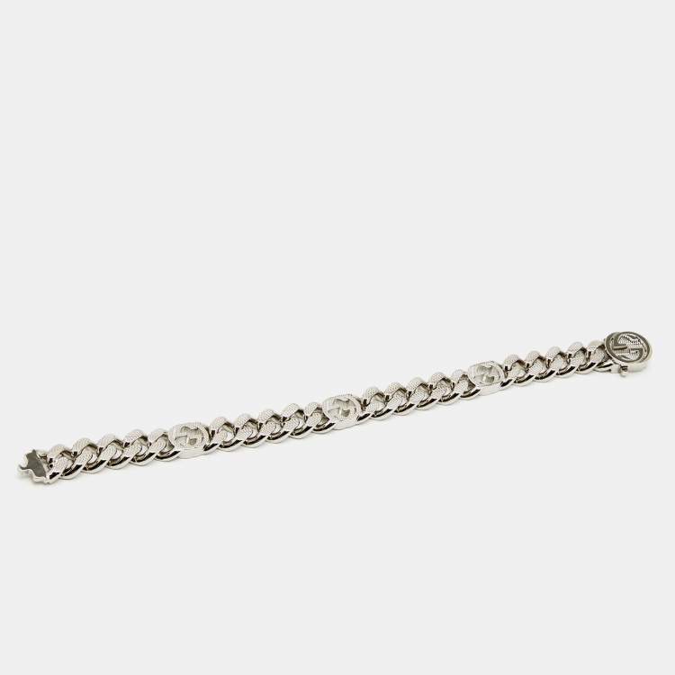 Pre Owned Gucci Interlocking G Silver Tone Bracelet