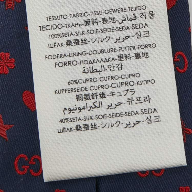 Pre Owned Gucci Navy Blue Fortune Silk Slim Tie