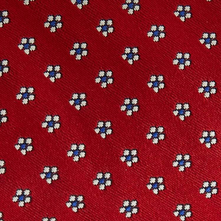مملوكة مسبقًا Gucci Red Tiger Flory Silk Slim Tie