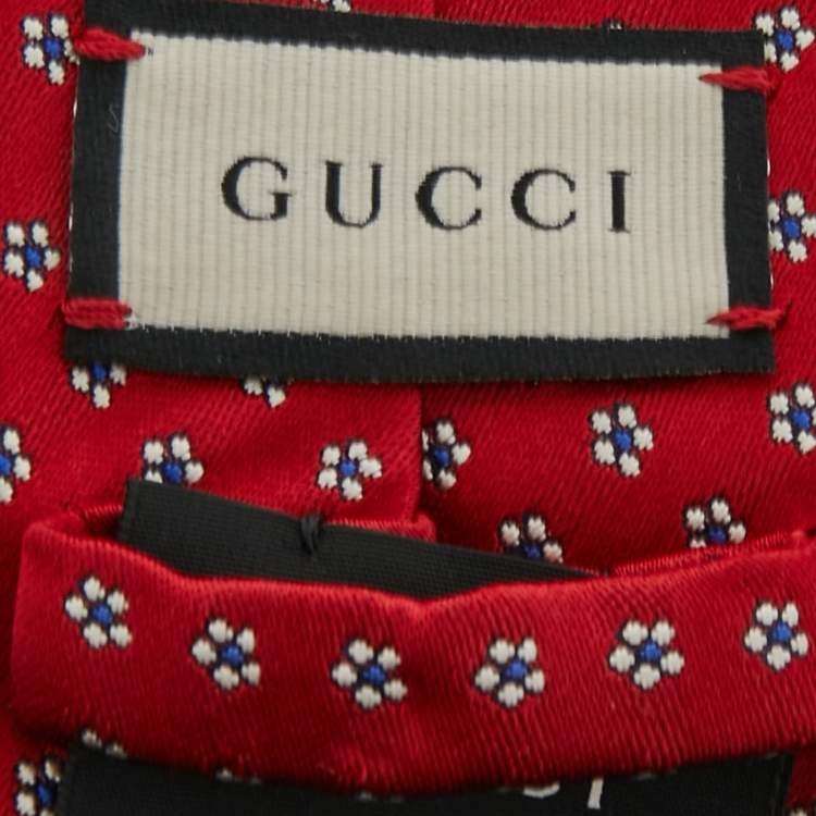 مملوكة مسبقًا Gucci Red Tiger Flory Silk Slim Tie
