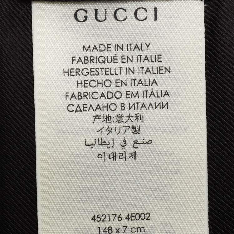 Pre Owned Gucci Black Bee Embroidered Silk Slim Tie