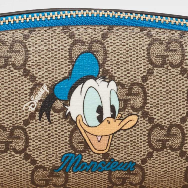 Pre Owned Gucci x Disney Beige/Blue GG Supreme And Leather Pencil Case