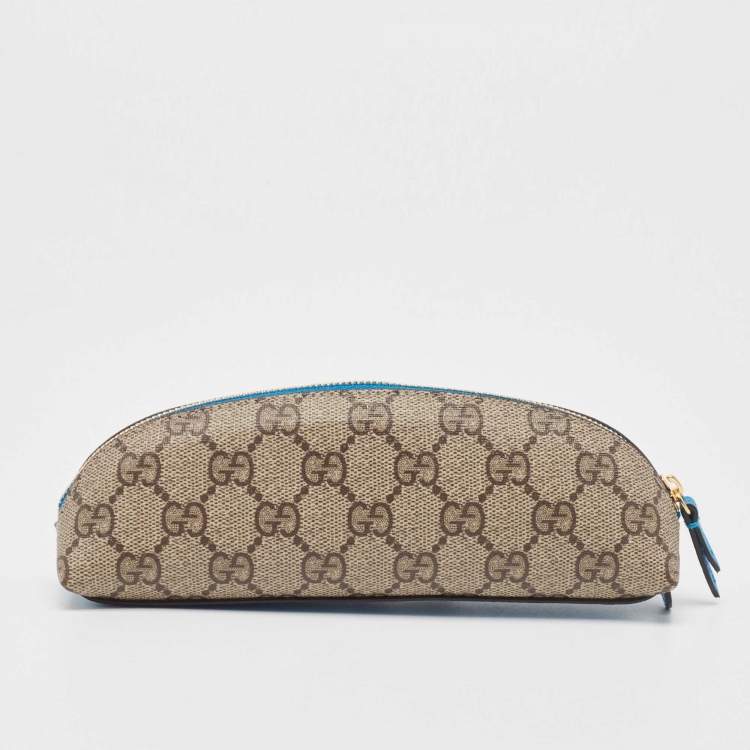 Pre Owned Gucci x Disney Beige/Blue GG Supreme And Leather Pencil Case