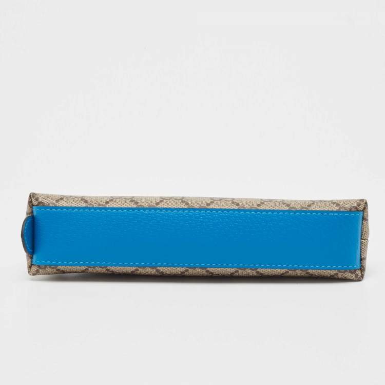 Pre Owned Gucci x Disney Beige/Blue GG Supreme And Leather Pencil Case