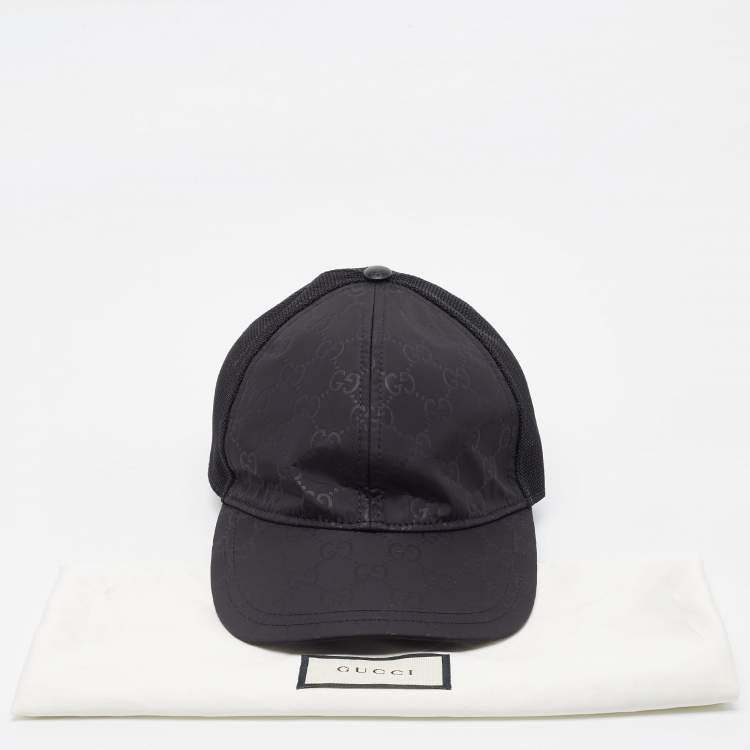 Pre Owned Gucci Black GG Nylon & Mesh Baseball Cap XL