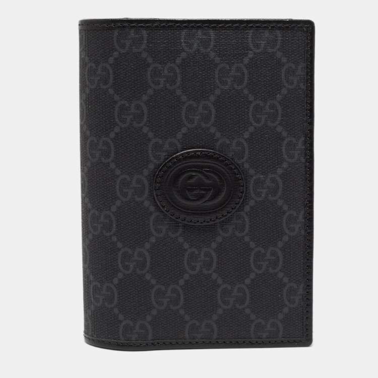 Pre Owned Gucci Black GG Supreme Canvas Interlocking G Passport Holder