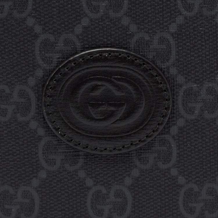 Pre Owned Gucci Black GG Supreme Canvas Interlocking G Passport Holder