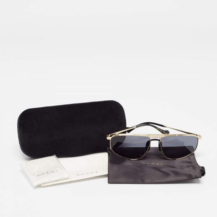 Pre Owned Gucci Black/Gold GG0841S Aviator Sunglasses