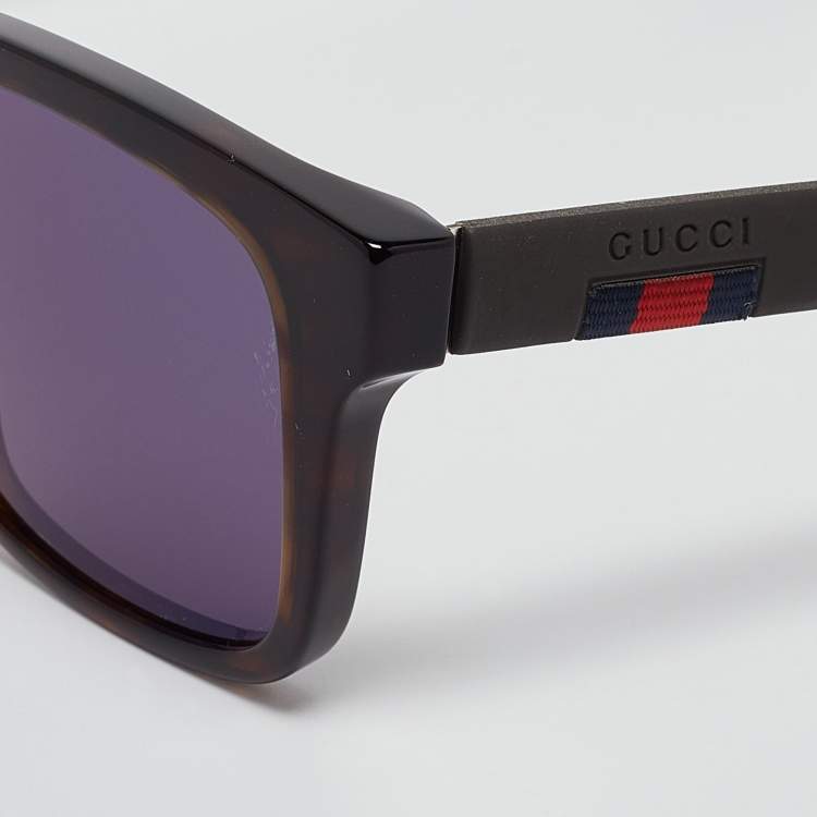 Pre Owned Gucci Brown/Black Tortoise GG0008S Wayfarer Sunglasses