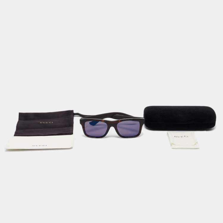 Pre Owned Gucci Brown/Black Tortoise GG0008S Wayfarer Sunglasses