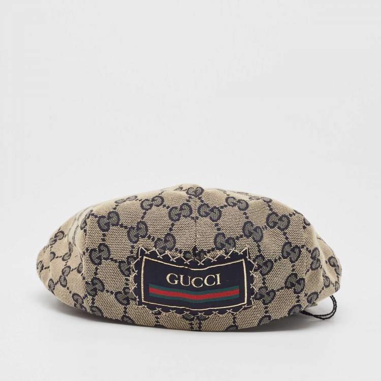 Pre Owned Gucci Beige Original GG Web Canvas Flat Cap XS