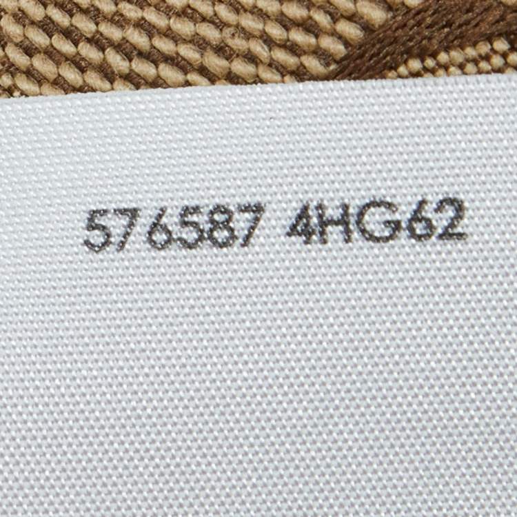 Pre Owned Gucci Brown GG Monogram Leather Trim Canvas Bucket Hat L
