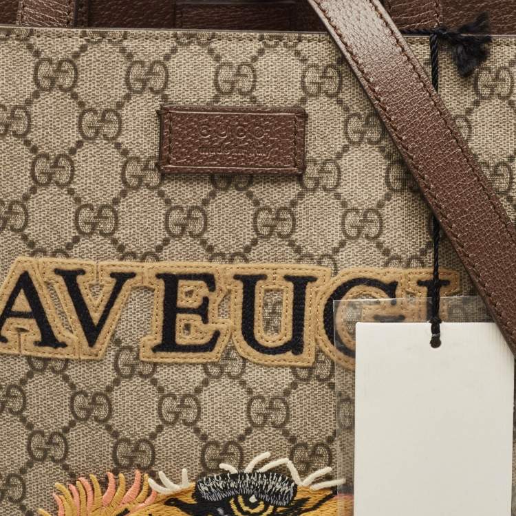 Pre Owned Gucci Beige GG Supreme Canvas L'Aveugle Par Amour Tote