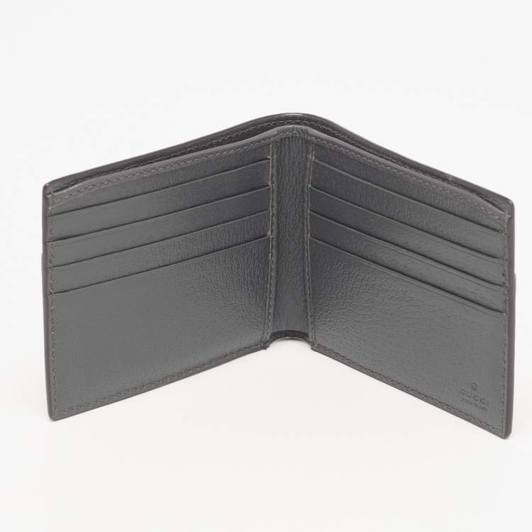 Pre Owned Gucci Grey GG Supreme Canvas and Leather Cut-Out Interlocking G Bifold Wallet