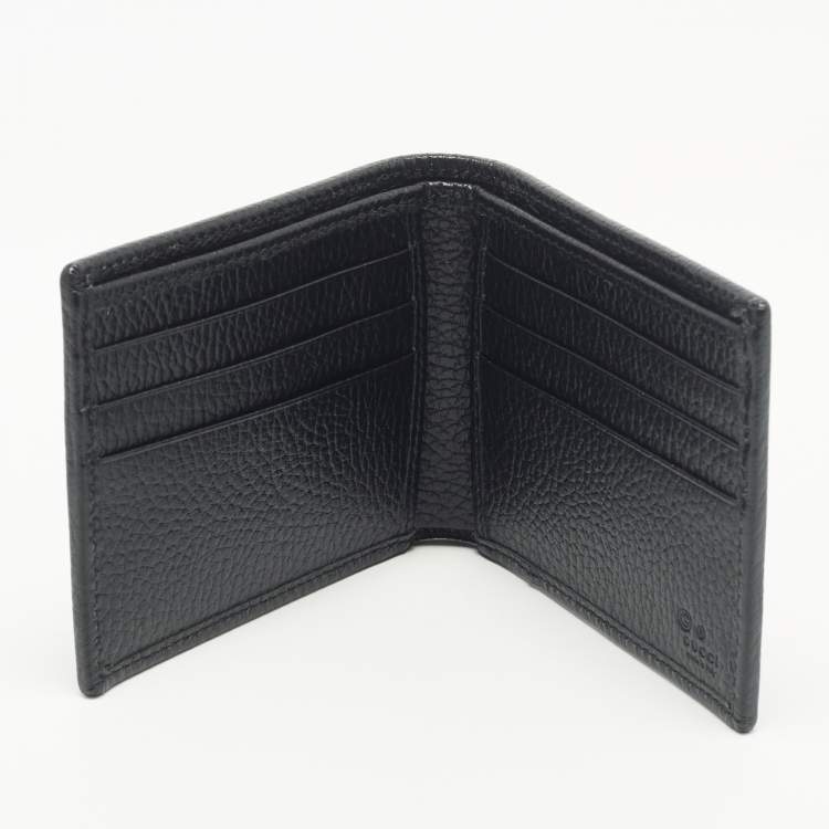 Pre Owned Gucci Black GG Canvas and Leather Bifold Wallet