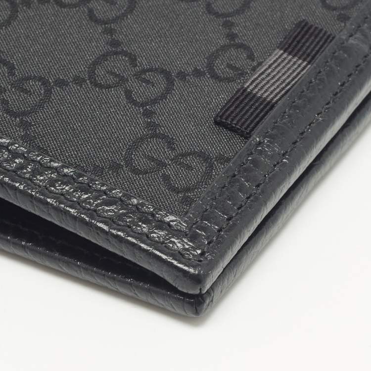 Pre Owned Gucci Black GG Canvas and Leather Bifold Wallet