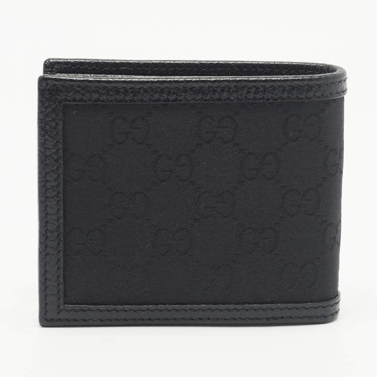 Pre Owned Gucci Black GG Canvas and Leather Bifold Wallet