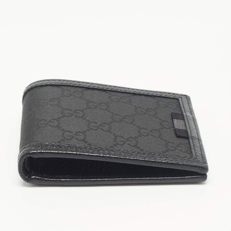 Pre Owned Gucci Black GG Canvas and Leather Bifold Wallet
