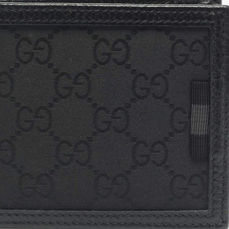 Pre Owned Gucci Black GG Canvas and Leather Bifold Wallet