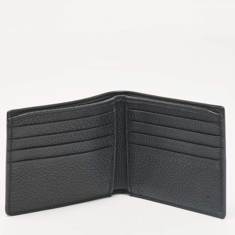 Pre Owned Gucci Black Leather Logo Bifold Wallet