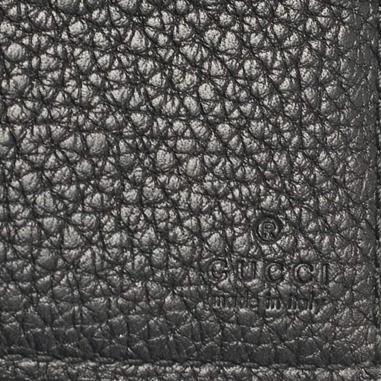 Pre Owned Gucci Black Leather Logo Bifold Wallet