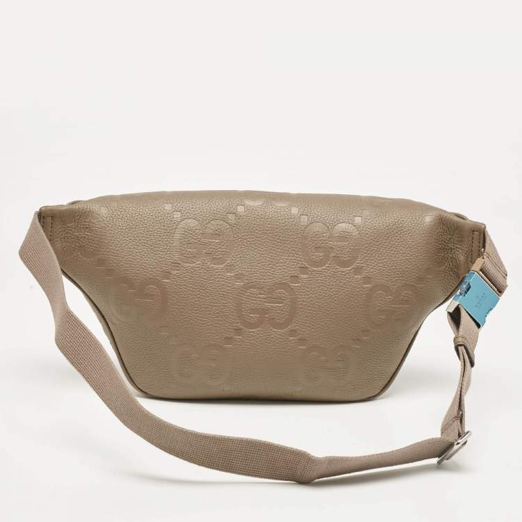 Pre Owned Gucci Khaki Green Guccissima Leather Jumbo GG Belt Bag
