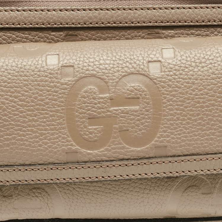 Pre Owned Gucci Khaki Green Guccissima Leather Jumbo GG Belt Bag
