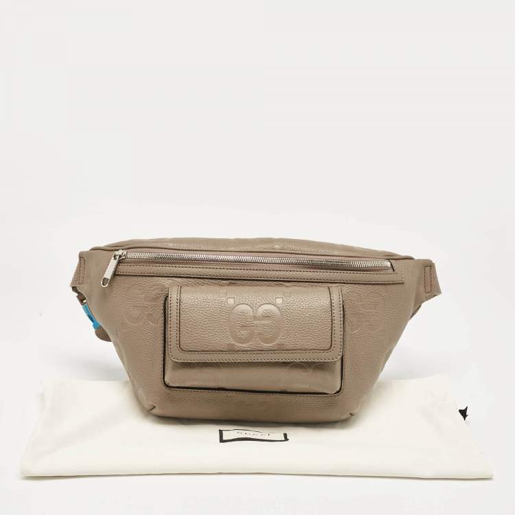 Pre Owned Gucci Khaki Green Guccissima Leather Jumbo GG Belt Bag