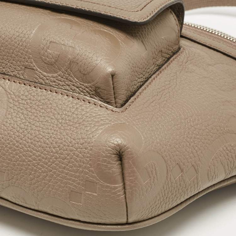 Pre Owned Gucci Khaki Green Guccissima Leather Jumbo GG Belt Bag