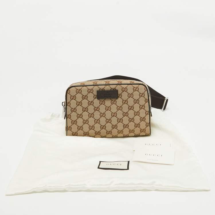 Pre Owned Gucci Beige/Brown GG Canvas and Leather Belt Bag