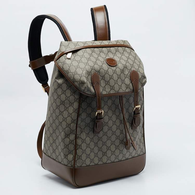 Pre Owned Gucci Brown/Beige GG Supreme Canvas Medium Interlocking G Backpack