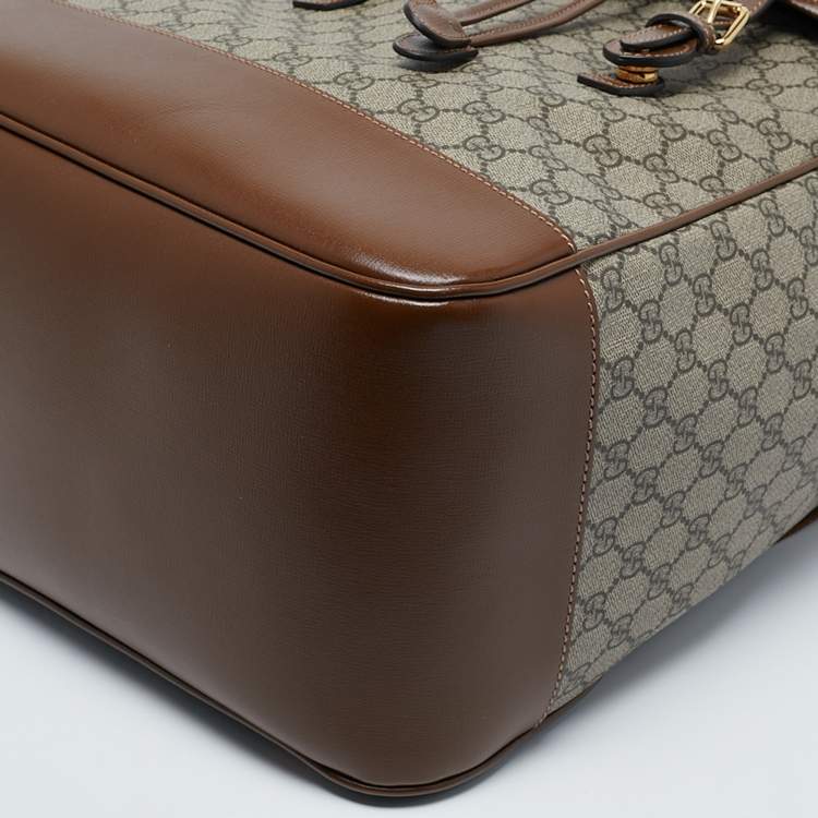 Pre Owned Gucci Brown/Beige GG Supreme Canvas Medium Interlocking G Backpack