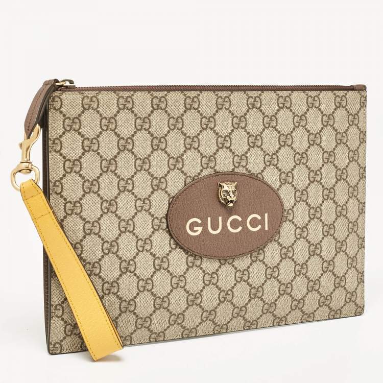 Pre Owned Gucci Beige/Ebony GG Supreme Canvas Neo Vintage Pouch