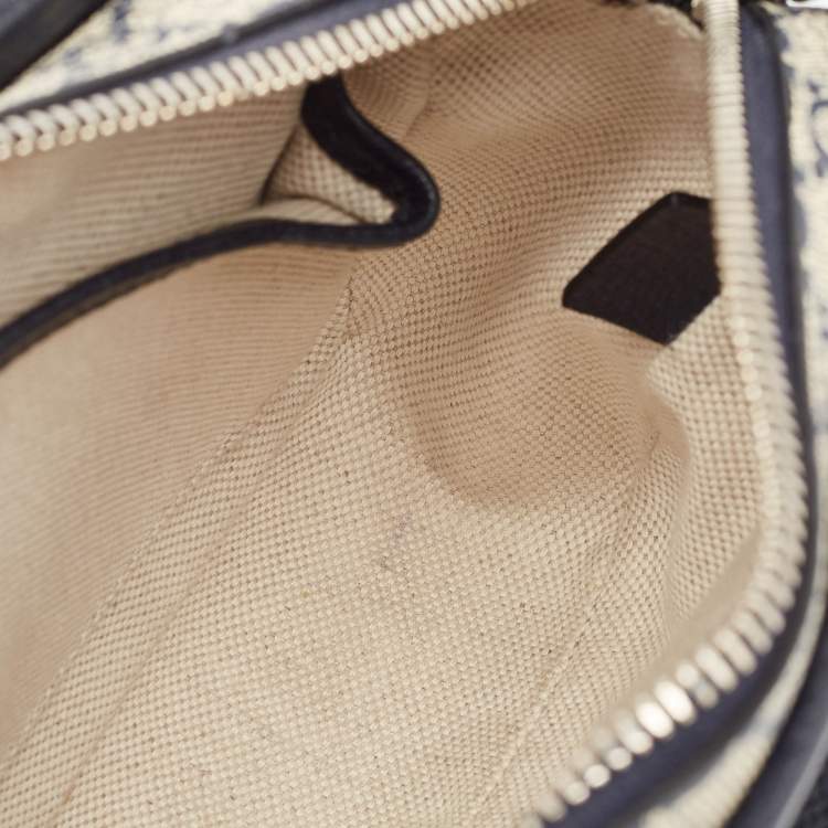 Pre Owned Gucci Beige/Blue GG Supreme Canvas and Leather Mini Interlocking G Shoulder Bag