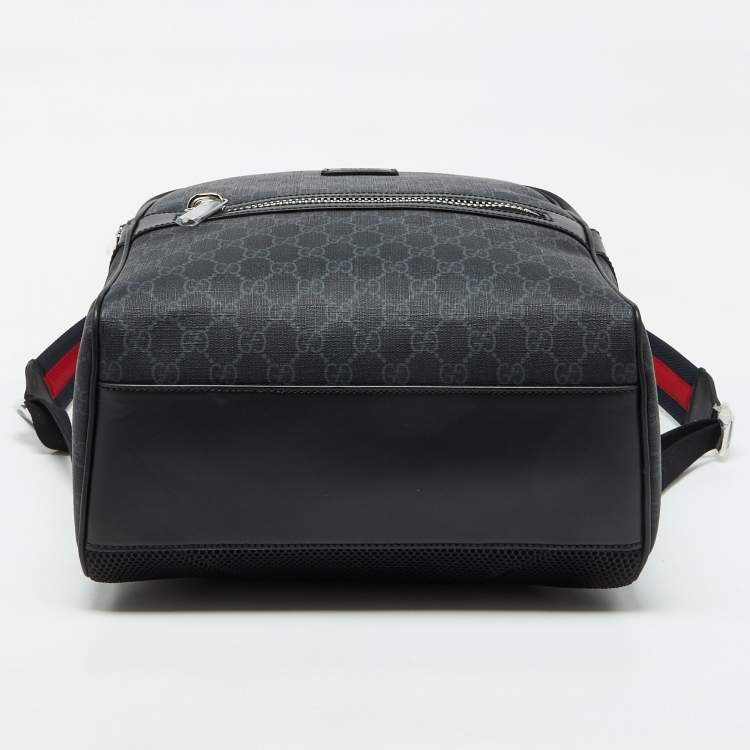 Pre Owned Gucci Black GG Supreme Canvas and Leather Backpack