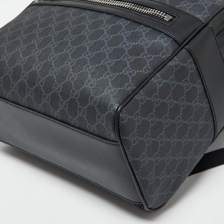 Pre Owned Gucci Black GG Supreme Canvas and Leather Backpack