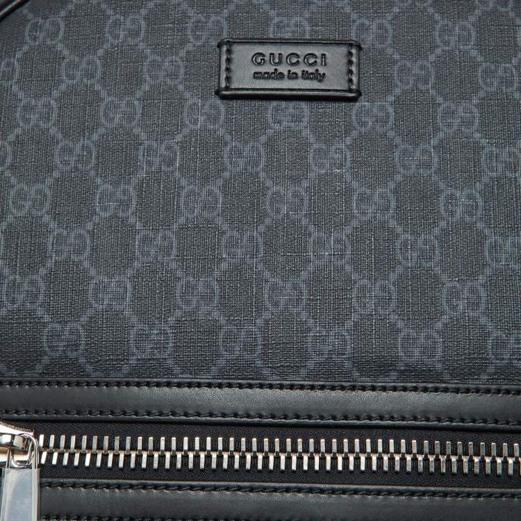 Pre Owned Gucci Black GG Supreme Canvas and Leather Backpack