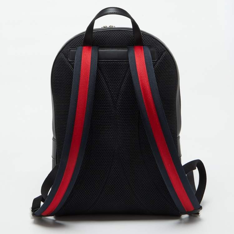 Pre Owned Gucci Black GG Supreme Canvas and Leather Backpack