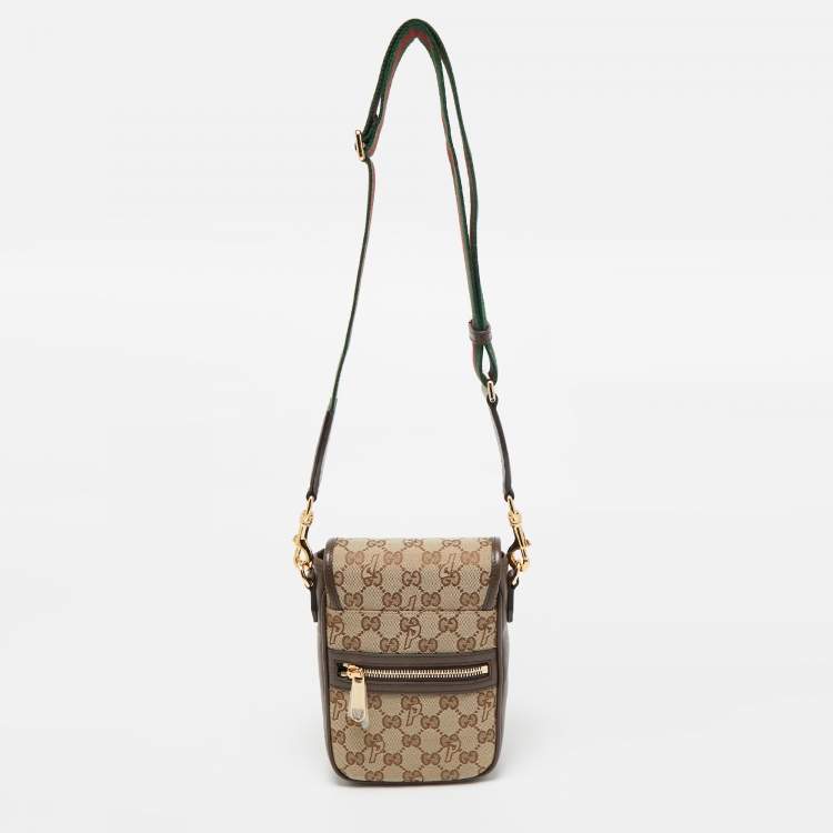 Pre Owned Gucci x Palace Beige/Ebony GG-P Canvas and Leather Messenger Bag