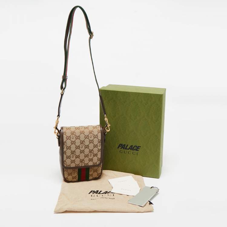 Pre Owned Gucci x Palace Beige/Ebony GG-P Canvas and Leather Messenger Bag