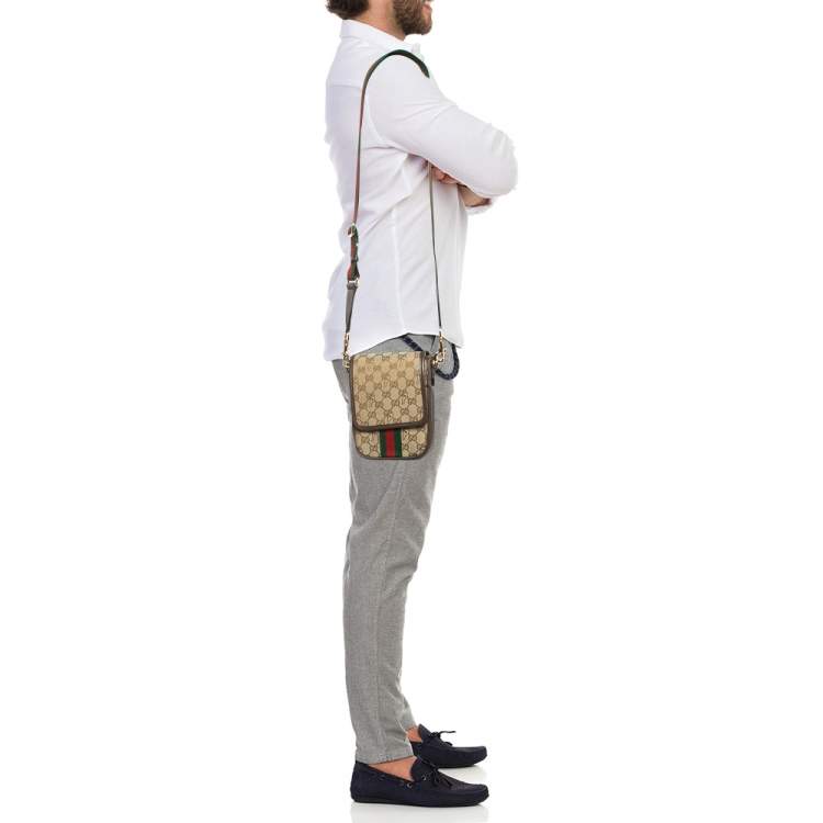 Pre Owned Gucci x Palace Beige/Ebony GG-P Canvas and Leather Messenger Bag